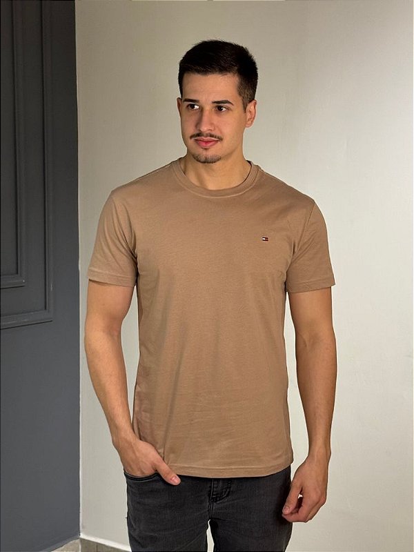 Camiseta Tommy Hilfiger Básica Cotton Cappuccino