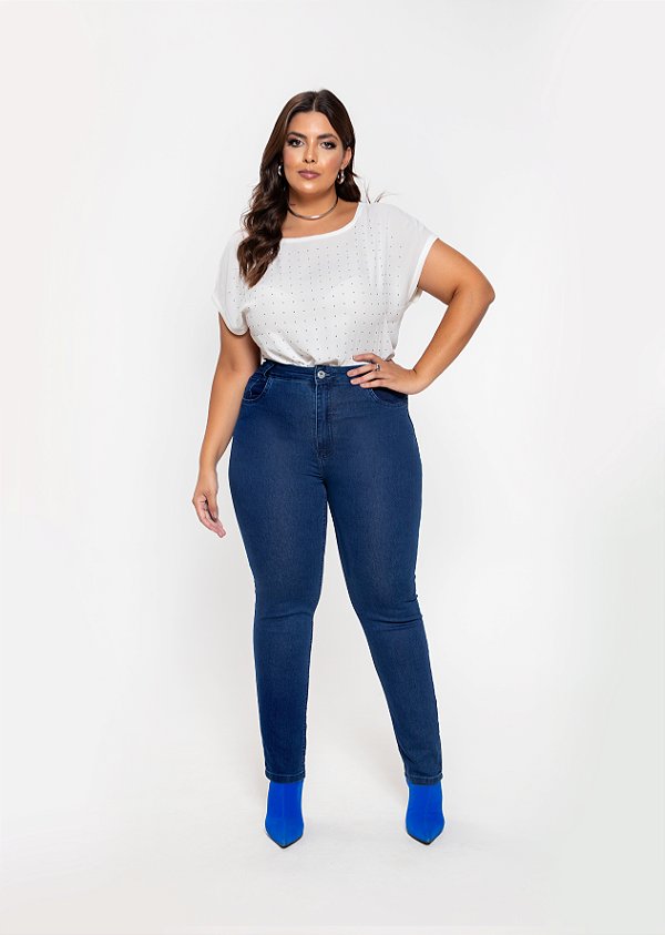 Calça Cigarrete Cetim Stone Lycra Plus Size