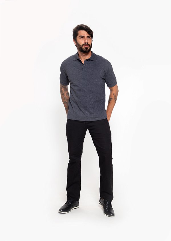 Calça Reta masculina Cetim Total Black c/ Laycra