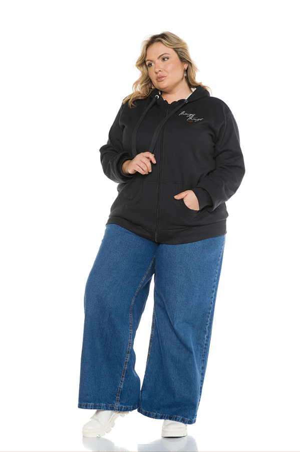 Jaqueta Moletom Forrada Raposa Plus Size