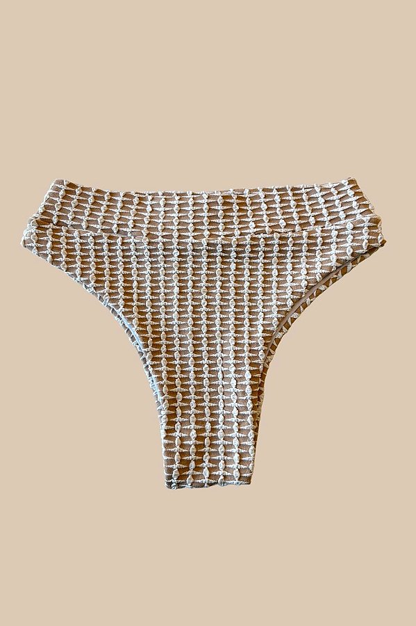 Calcinha Hot Cavada Malta Bege e Branco