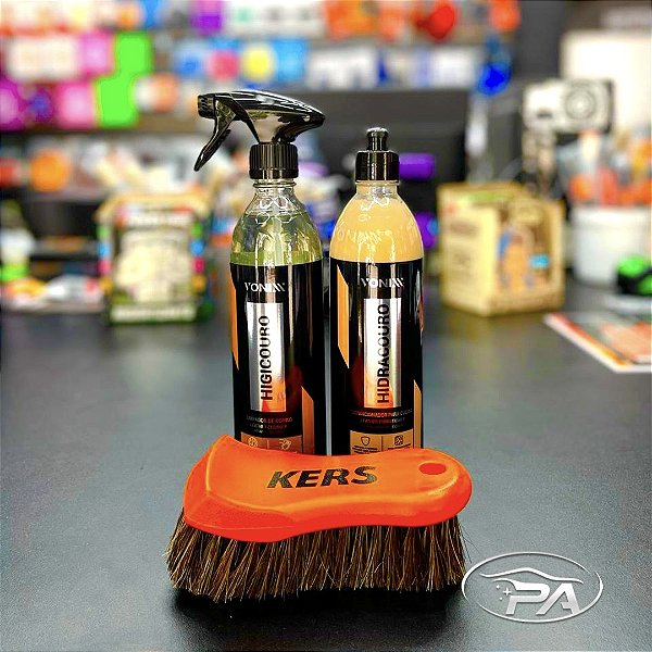 KIT HIGIENIZAÇÃO E HIDRATAÇÃO PARA COURO - 3 peças