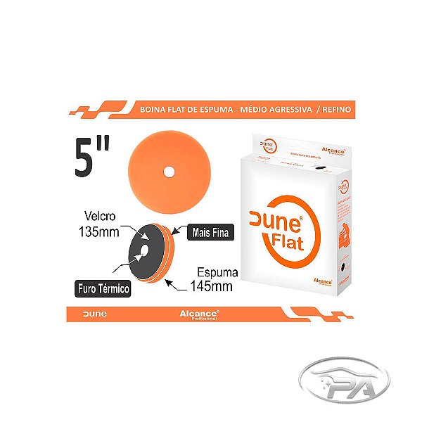 BOINA DUNE 5" ESPUMA FLAT LARANJA MEDIO AGRESSIVA 125MM (COM FURO) - Alcance