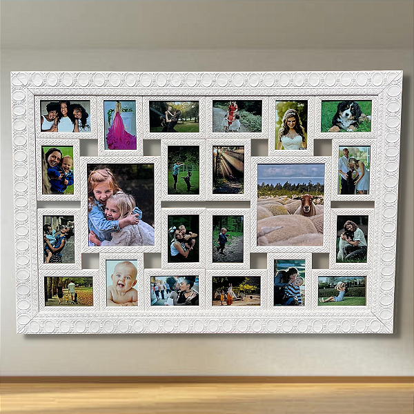 Mural de 22 Fotos 10x15cm com Vidro Quadro de Fotos Grande Parede Sala