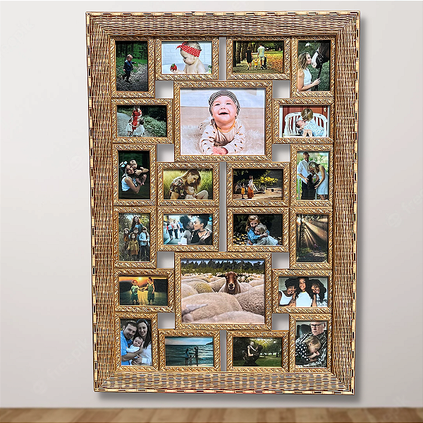 Mural de 22 Fotos 10x15cm com Vidro Quadro de Fotos Grande Parede Sala