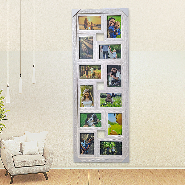 Painel de 12 Fotos 10x15 com Vidro Quadro de Fotos Para Sala e Parede