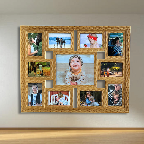 Quadro Para 11 Fotos 10x15 Com Vidro Parede Sala e Quarto
