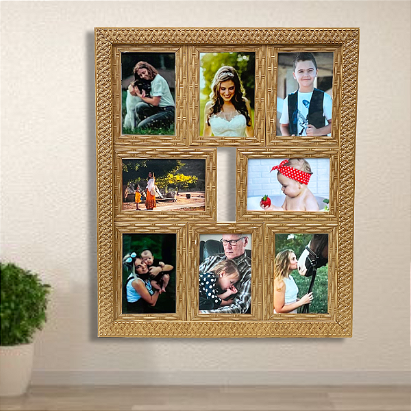 Painel de 8 Fotos 10x15cm Com Vidro Quadro de Fotos Sala Parede