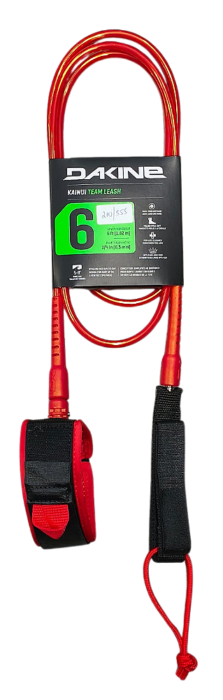 Leash Dakine Kainui Team 6 'X 1/4 6,5 mm - COR FLAME SCARLET