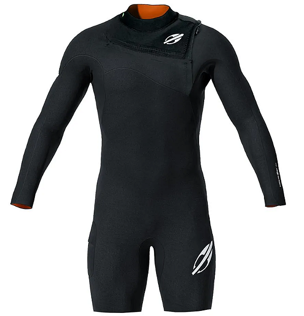 Short john manga longa chest zip 1mm masculino flexxa pro surf Mormaii