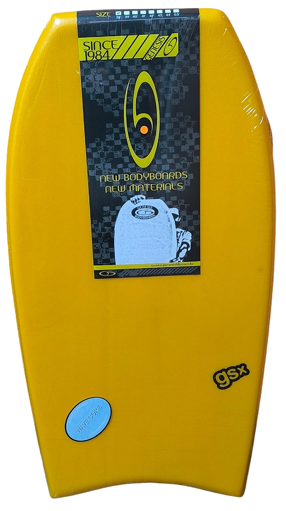 Prancha de Bodyboard Genesis Modelo GSX  38" - Amarelo/Azul claro - Crescent Tail