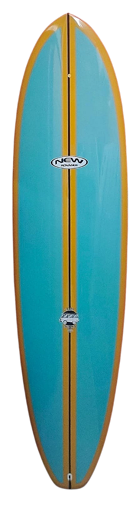 Prancha De Surf Funboard New Advance 7’4'' - 52,9 L EPS Nova ( cor azul claro com mostarda )