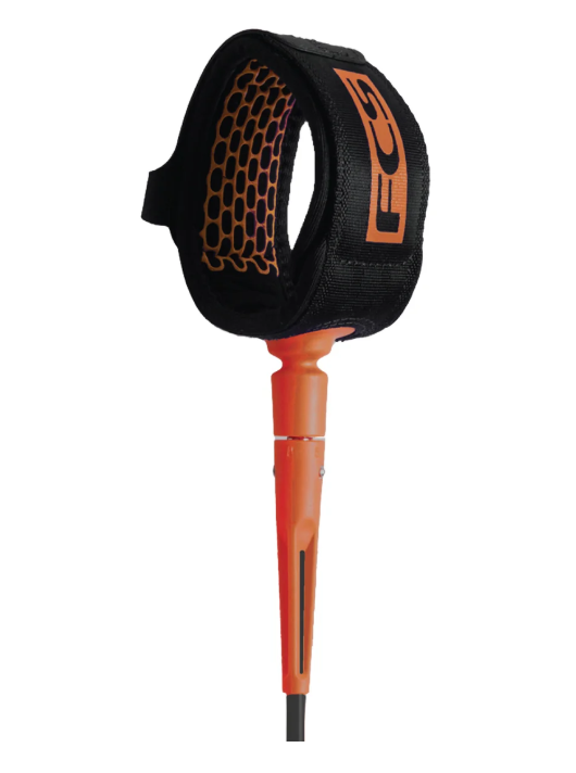 Leash All Round Essential FCS - 6' - 7MM - Eclipse - Preto - Laranja