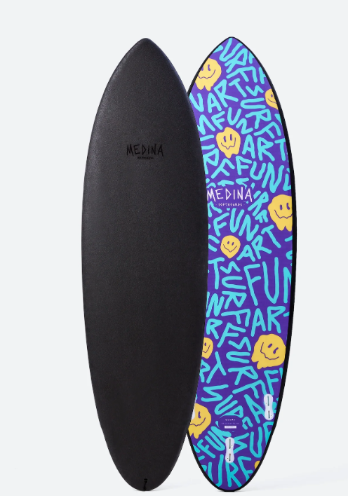 Prancha de Surf Medina Soft Top Black Smile 6'4" 46L - TOP PRETO