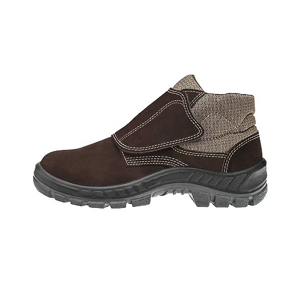 BOTINA DE SEGURANÇA NOBUCK VELCRO MARROM - bico PVC