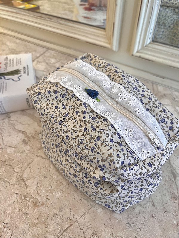 Necessaire Vintage Floral Azul
