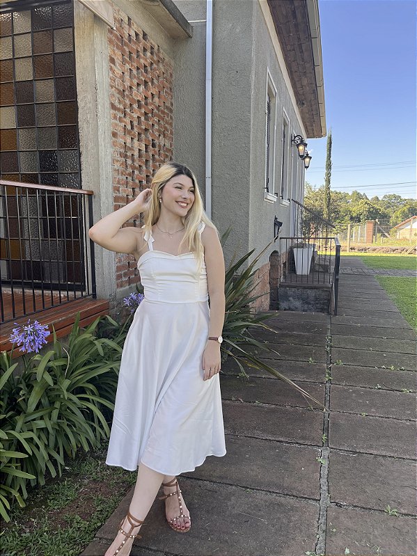 Vestido Anastasia Acetinado Off White