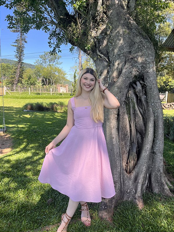 Vestido Celine Rosa Chá