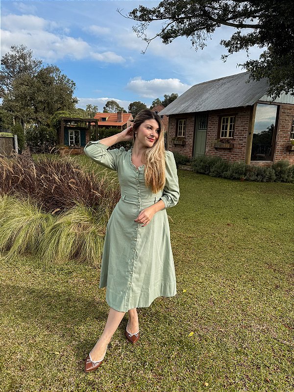 Vestido Lana Verde Chá