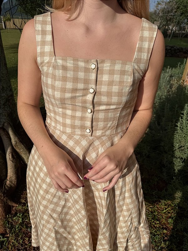 Vestido Iconic Xadrez Mocha