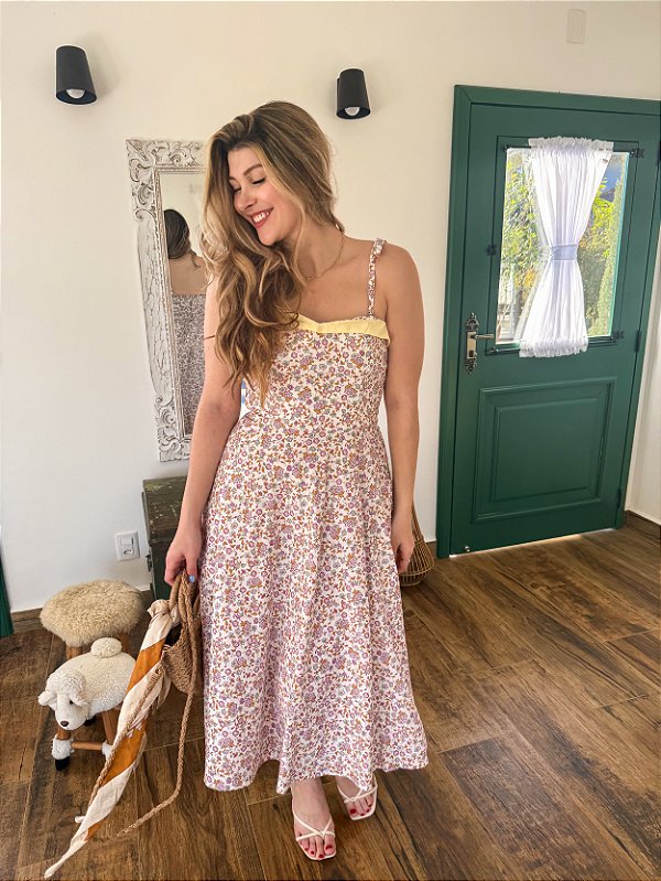 Vestido Anastasia Floral Tangerina