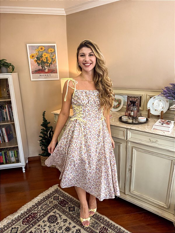 Vestido Serena Floral Tangerina