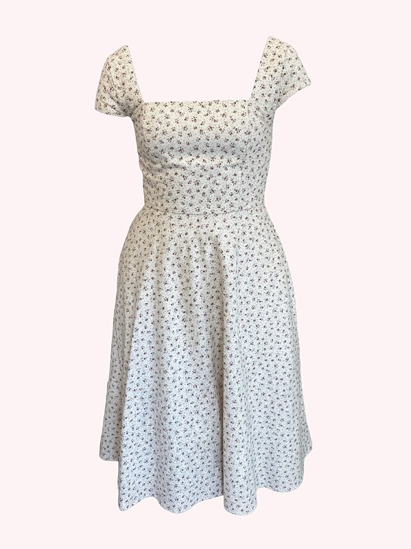 Vestido Celine Manga Curta Floral Cherry