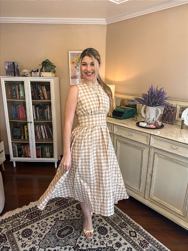 Vestido Katharine Xadrez Mocha
