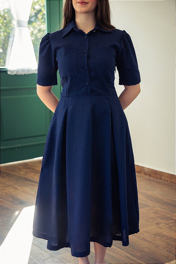 Vestido Golden Age Marinho