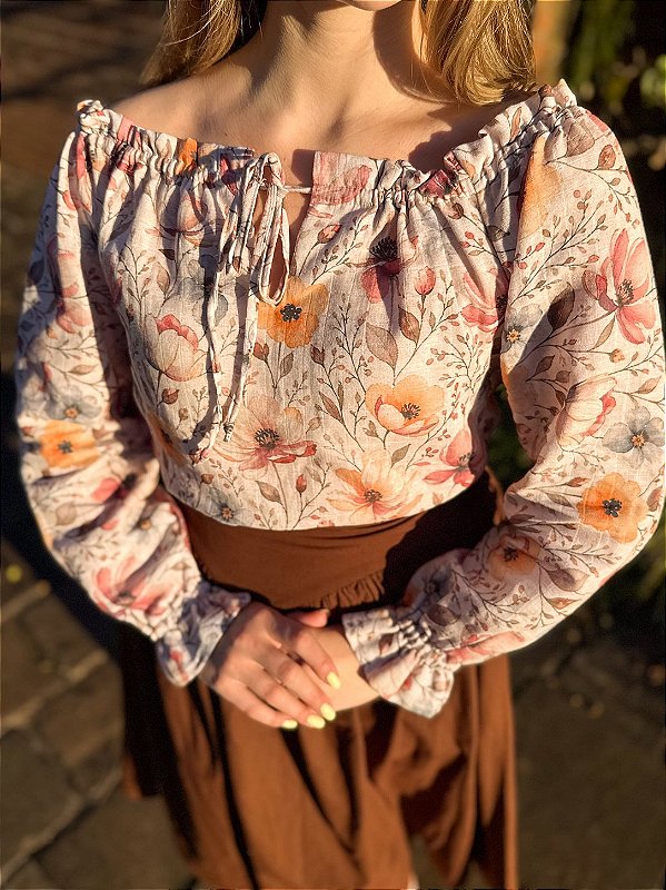 Blusa Afeto Floral Outonal (Autoral)