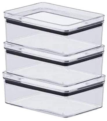 03 Potes Herméticos Porta Frios Empilháveis Multiuso Transparente 770ml
