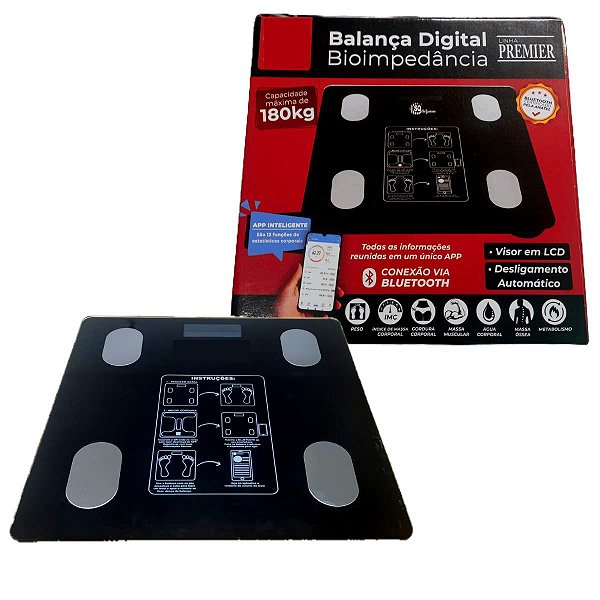 Balança Digital Bioimpedancia Bluetooth com Aplicativo até 180kg