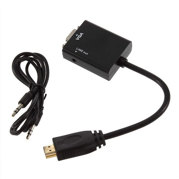 Cabo Adaptador Conversor Hdmi Para VGA Com Saída P2 De Áudio