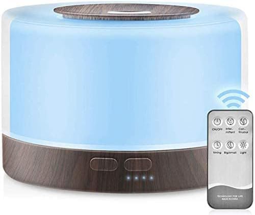 Difusor De Aromas, Umidificador De Ar Ultra-Sônico 500Ml, Difusor De Óleo Essencial, Abajur Led, Lâmpada Colorida