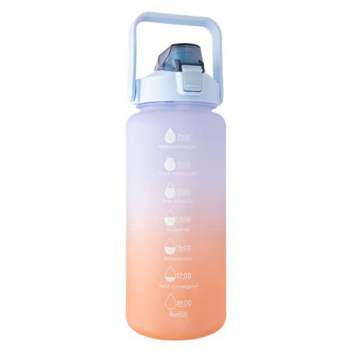 Garrafa Squeeze de Água Academia 2 Litros Fitness Weeze Tie Dye Azul e Laranja