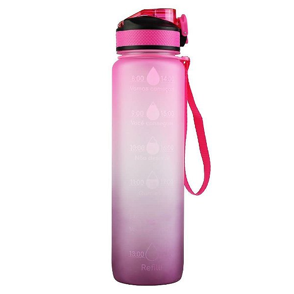 Garrafa Squeeze De Água para Academia 1L Fitness TIE DYE (Rosa)