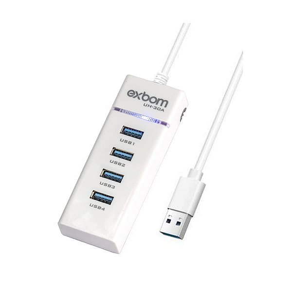 Hub USB 3.0 Extensor USB Com 4 Portas Led Indicador até 5.0 Gbps Alta Velocidade