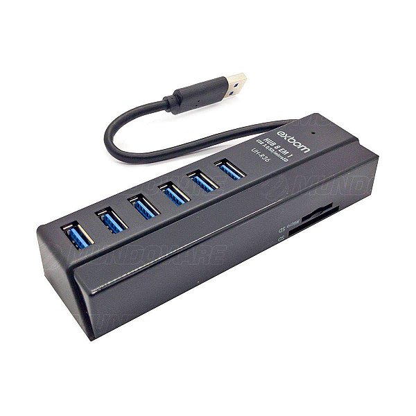 HUB USB 3.0 Combo 8 em 1 com 6 portas USB + 2 Leitores de Cartão Multimídia SD e MicroSD