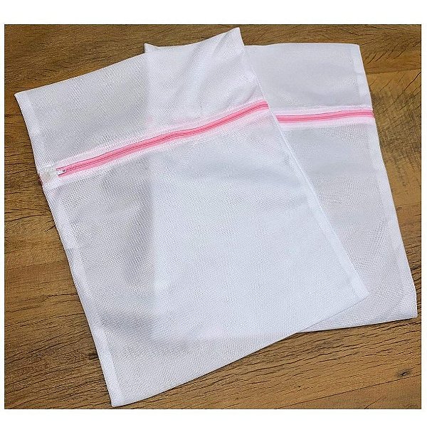 Kit 2 Sacos De Lavar Protetor Lingerie Roupa Íntima Tecido Delicado Tela Papa Bolinha Organizador 30x40cm