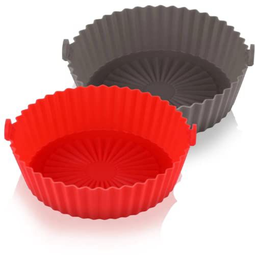 Kit 2 Peças Air Fryer Silicone Reutilizável Resistente ao Calor Livre de BPA Forma Redonda de Silicone Assadeira Air Fry