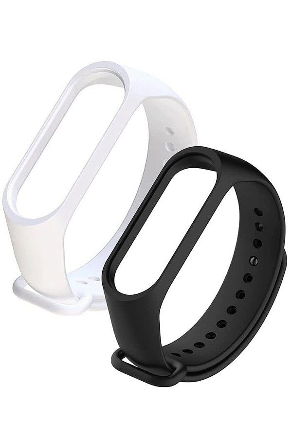 Kit 2 Pulseiras extras para MI Band 3 ou 4 - Preta e Branca