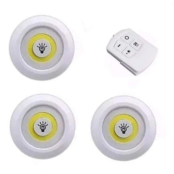 Kit 3 Lampadas Luminaria Spot 16 Leds Controle Sem Fio Remoto 15w