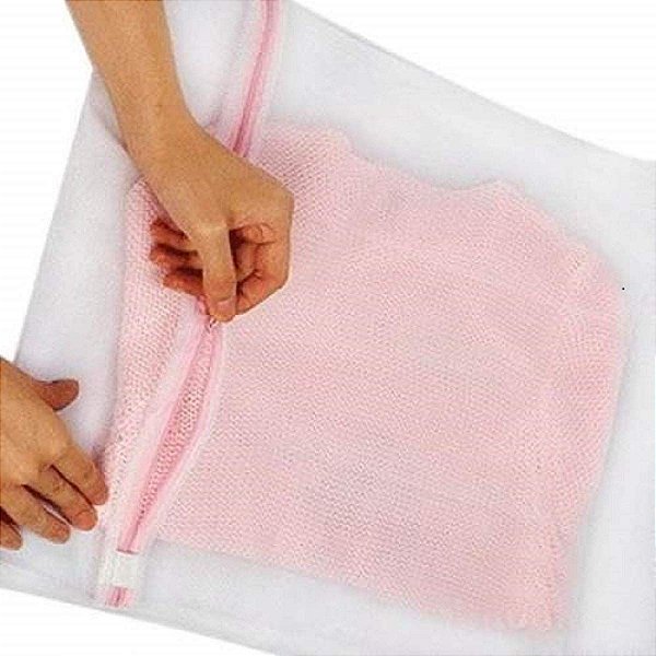 Kit 5 Sacos De Lavar Protetor Lingerie Roupa Íntima Tecido Delicado Tela Papa Bolinha Organizador 30x40cm CLINK - MAX Cl