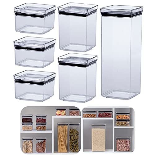 Kit 6 Potes Tampa Hermético Porta Alimentos Mantimentos Armário Cozinha - Paramount