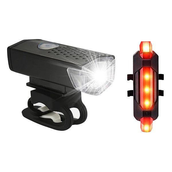 Kit de luzes de bicicleta recarregável, conjunto de farol e lanterna traseira, liberação rápida, impermeável, vários mod