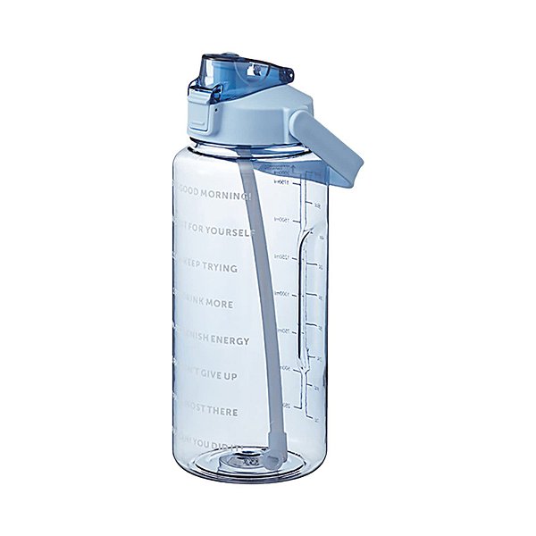 Garrafa de água 2L com marcador e canudo Garrafa de água de grande capacidade com alça Jarro de água à prova d