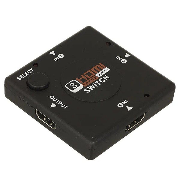 Mini HDMI Switch HUB 3 Portas e 1 Saida, 1080p Auto Switch