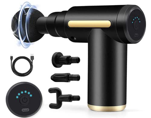 Mini Pistola Massageadora Miofascial Fisio Atleta Gun Relax Crossfit Massagem 4 Ponteiras e Variação de Velocidades Core