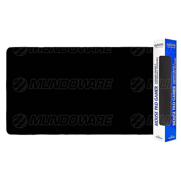 Mouse Pad Extra Grande 700x350x3mm Gamer Base Antiderrapante e Bordas Costuradas Preto Sem Estampa Exbom MP7035C