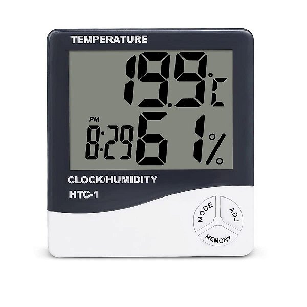 Termo-Higrometro Digital com Maxima e Minima - Medidor de Temperatura e Umidade com Relógio